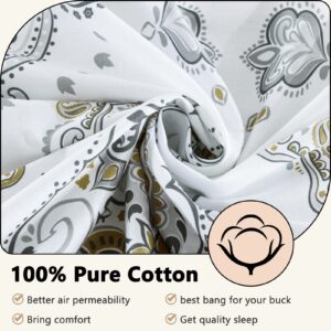 DUOMING Cotton King Duvet Cover - 100% Cotton Soft 3 Piece Duvet Cover King Size, Floral Patterned Duvet Cover Set, Duvet Cover King with Zipper Closure & 8 Ties…