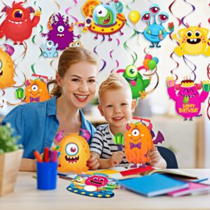 54 Pieces Cartoon Monster Hanging Swirls Decoration Little Monster Spiral Streamers Monster Theme Party Hanging Decor for Monster Birthday Party Baby Shower Supplies