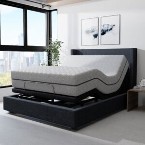 blissful nights e4 full adjustable bed base frame with 14" soft gel infused memory foam mattress