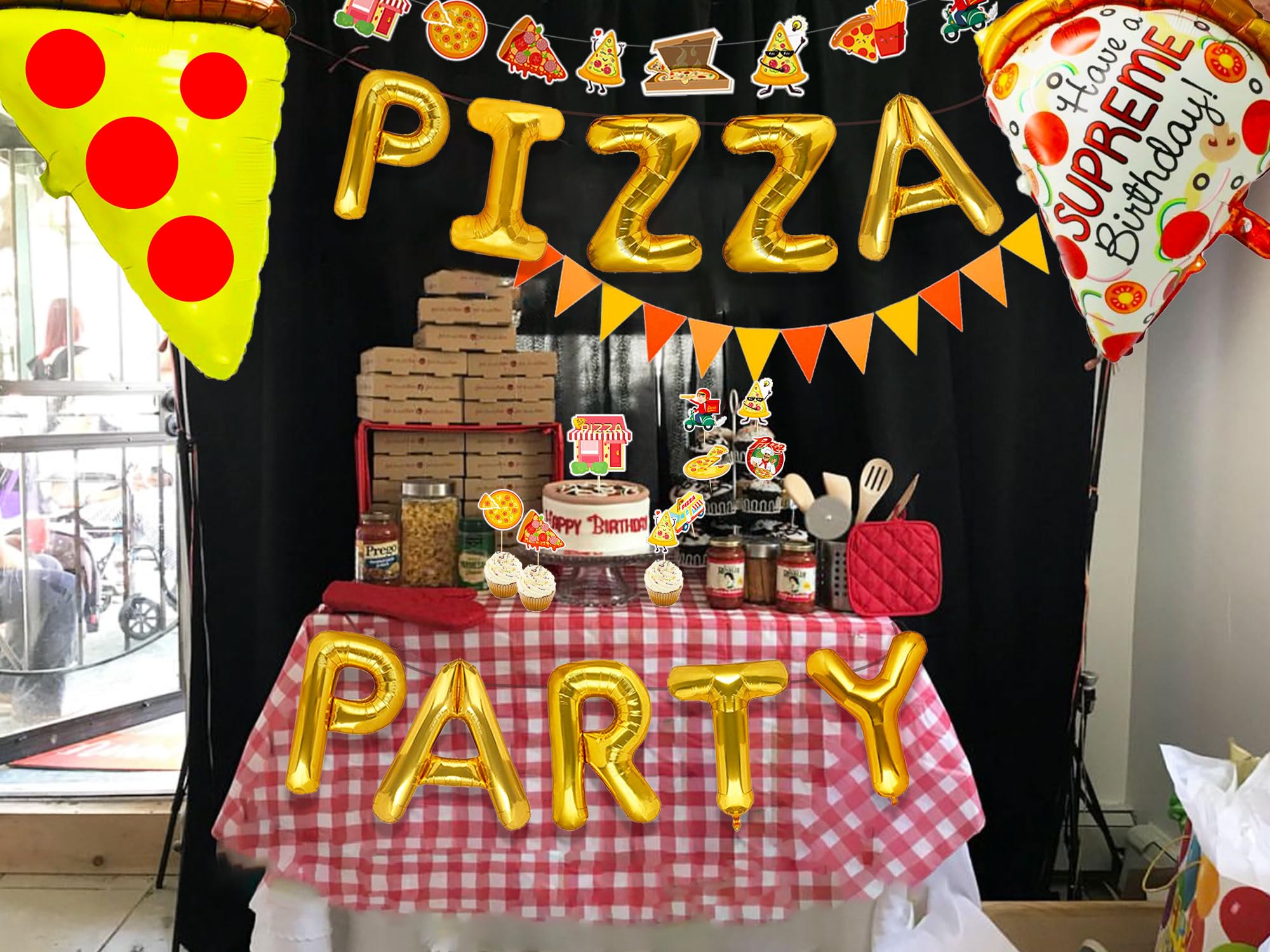 17 PCS Pizza Party Decoration Pizza Party Favors Pizza Party Supplies Pizza Party Birthday Decoration Pizza Balloon Slice Pizza Kids Party Balloons