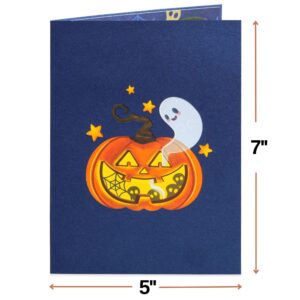 Paper Love 3D Halloween Pumpkin Pop Up Card, For Spooky Celebrations, Trick or Treat | Adult and Kids - 5" x 7" Cover - Includes Envelope and Removable Note Tag