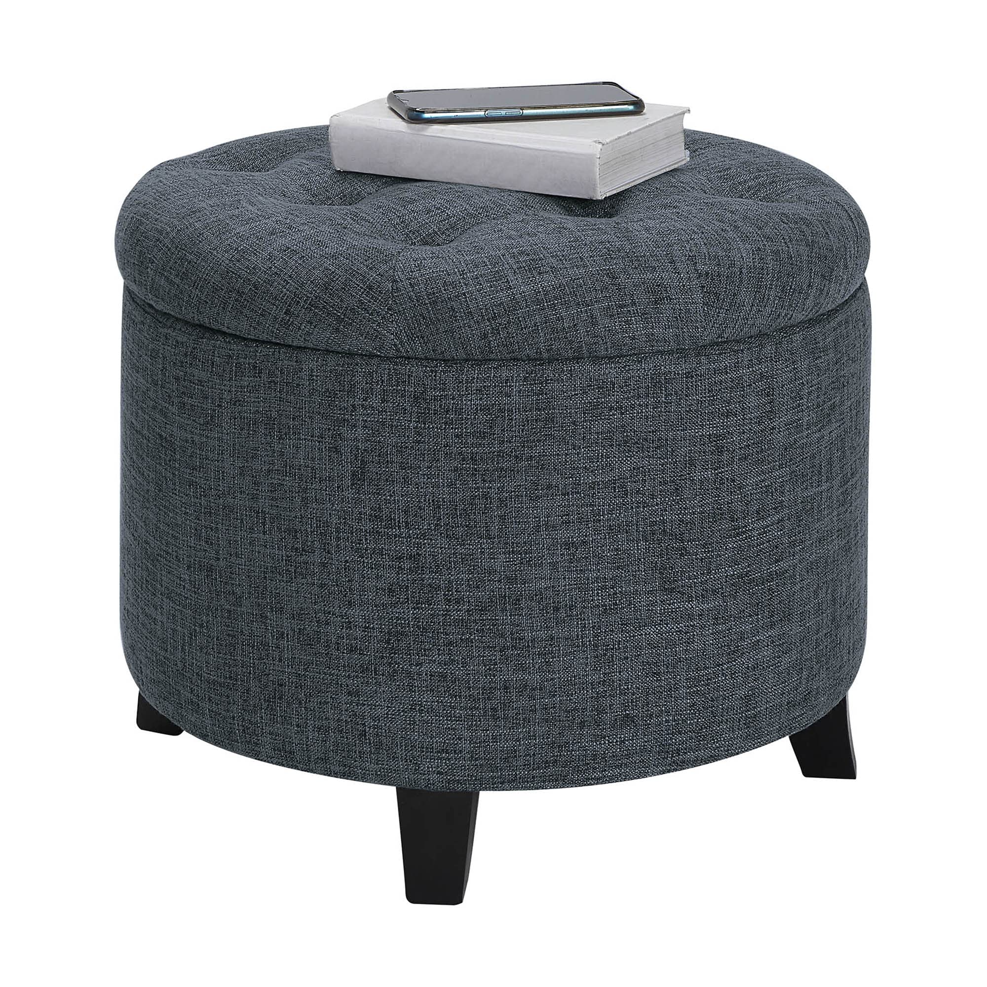 Convenience Concepts Designs4Comfort Storage Ottoman, Stormy Gray Fabric