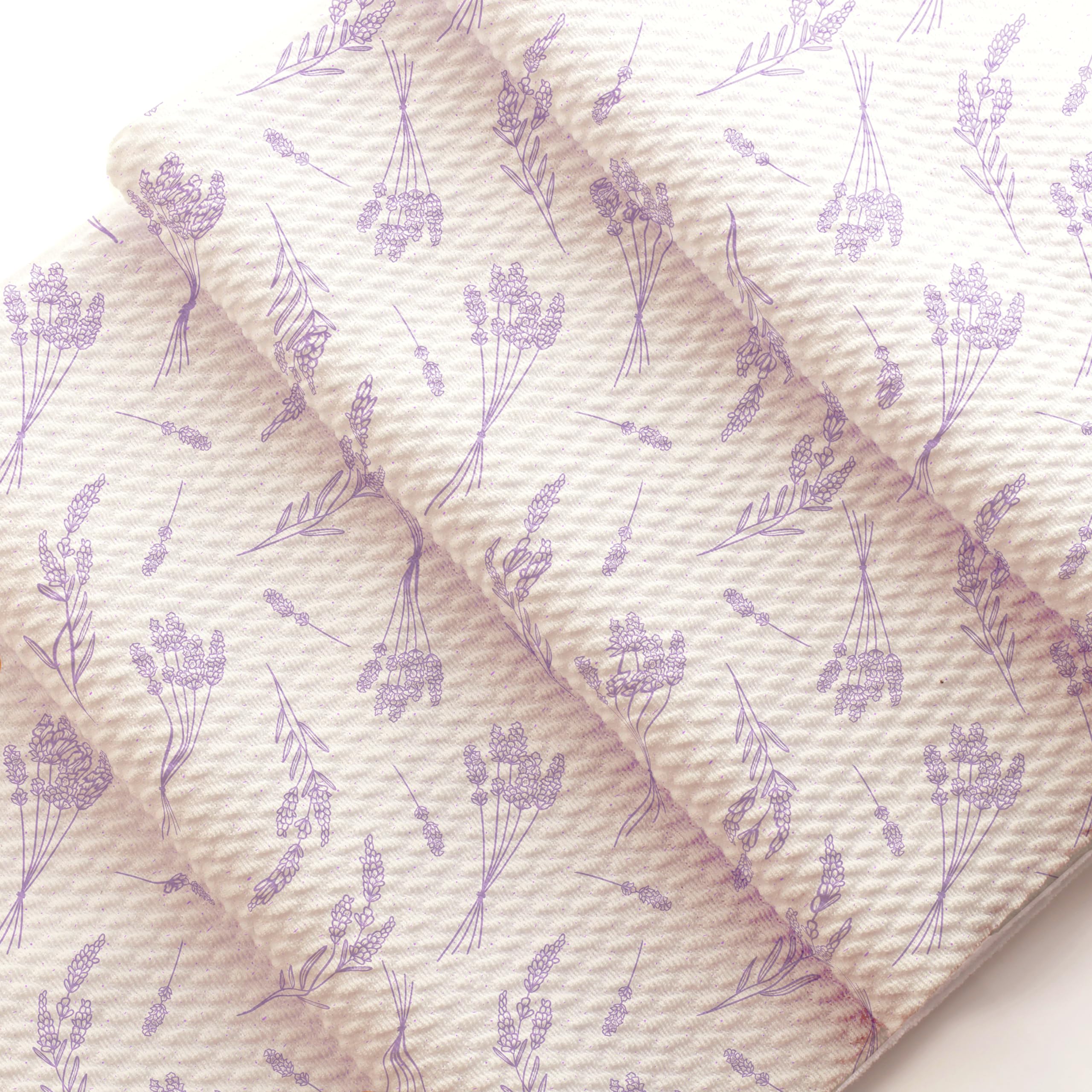 Lavender Bouquets Printed Liverpool Fabric Textured Knit 4 Way Stretch - 6'' Strip