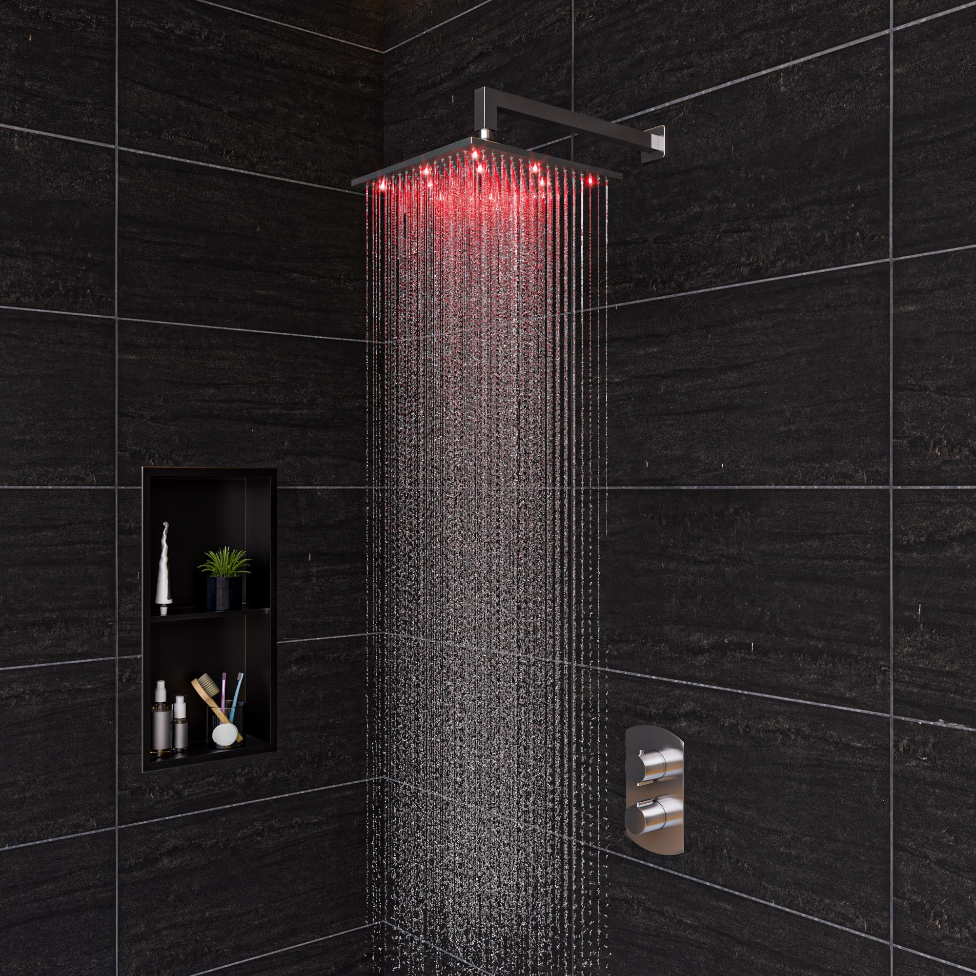 ALFI brand ABNP1224-BB Shower Niche, Brushed Black