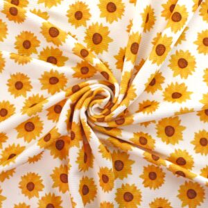 Country Sunflowers Printed Liverpool Bullet Fabric Textured Knit 4 Way Stretch - 6" Strip