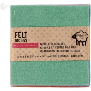 wilton feltworks craft squares, rainbow colors,, 6" x 6" each (72-76398)