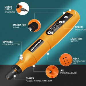 GINELSON Cordless Rotary Tool, 2000 mAh Battery Pack, 5-Speed and USB-C Charging Rotary Tool Kit with 70 Accessories, Multi-Purpose 3.7V Power Rotary Tool for Sanding, Polishing, Engraving, DIY Crafts