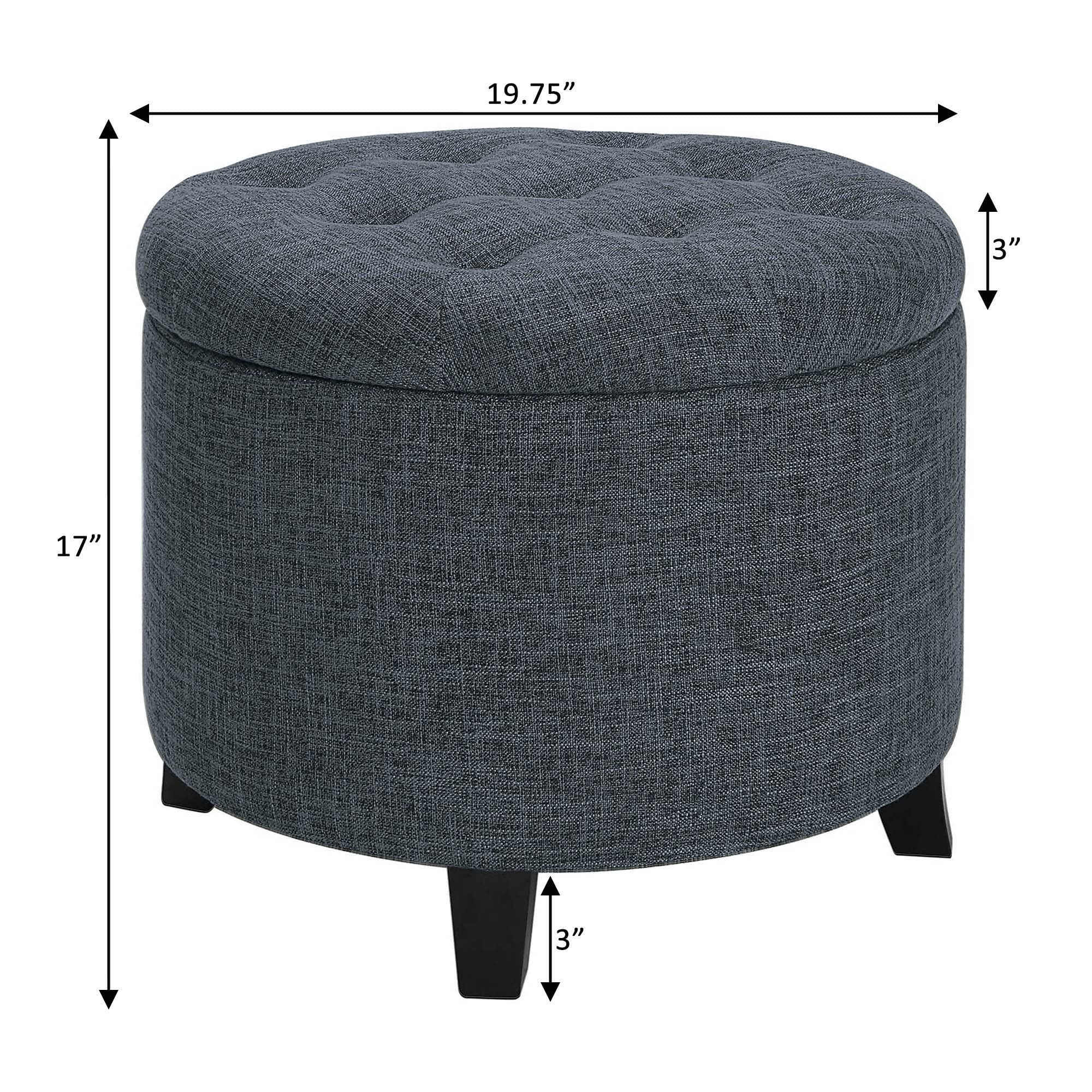 Convenience Concepts Designs4Comfort Storage Ottoman, Stormy Gray Fabric