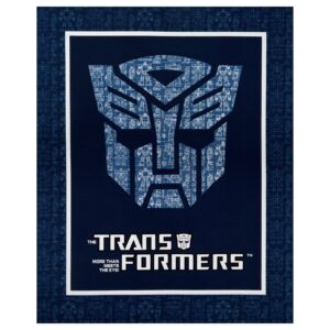 transformer autobot shield 36" panel dark blue, fabric by the yard