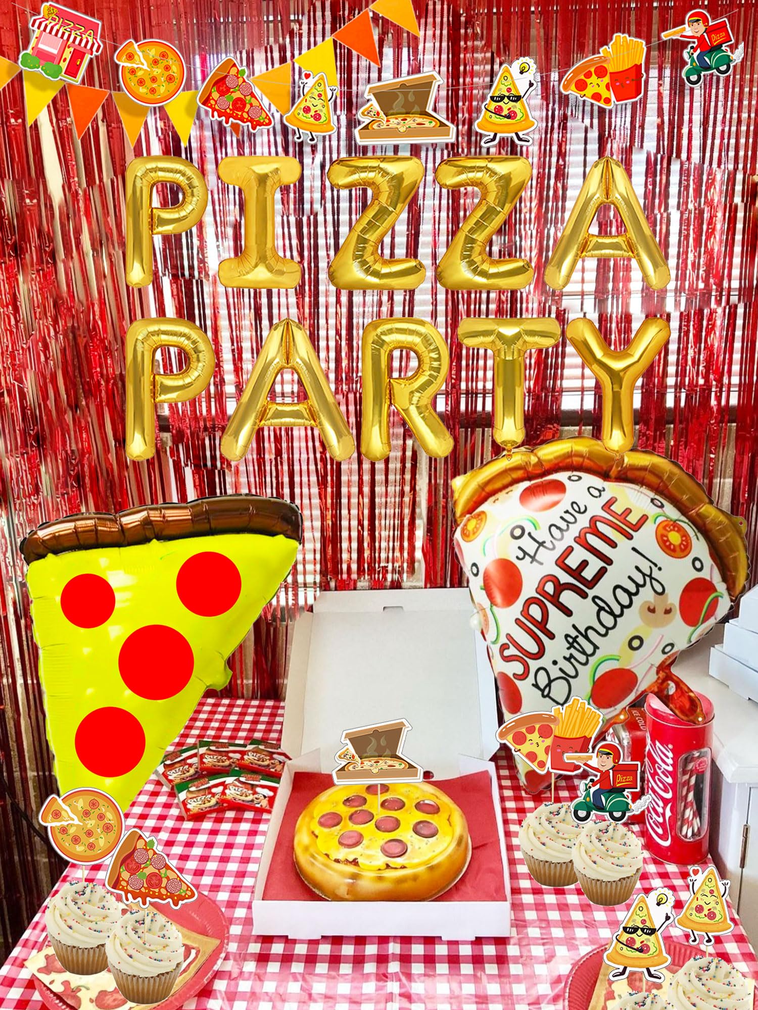 17 PCS Pizza Party Decoration Pizza Party Favors Pizza Party Supplies Pizza Party Birthday Decoration Pizza Balloon Slice Pizza Kids Party Balloons