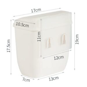 LELAKAYA White Plastic Dustbin Trash Can with Lid Wall Mounted Waste Bin Kitchen Hanging Ashbin for Bathroom Toilet Punch-Free Bin