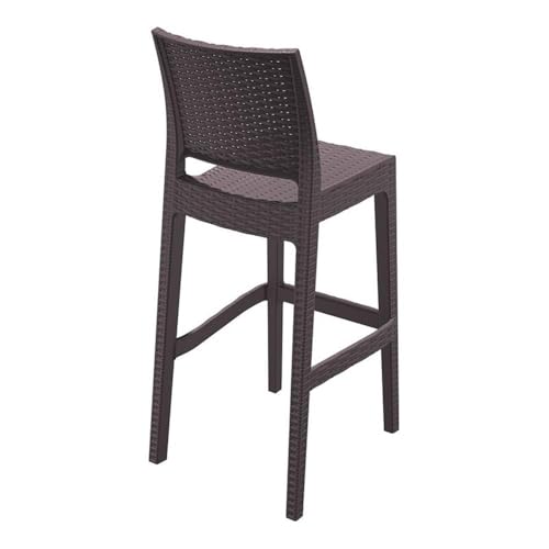 Home Square 30" Resin Wickerlook Patio Bar Stool in Brown - Set of 2