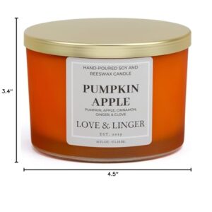 Pumpkin Apple Candle | Fall Candles | Luxury Soy & Beeswax Candles for Home | 16 oz. Large Jar 3 Wick Candle | Thanksgiving Candle | Fall Scented Candle | Autumn Candles