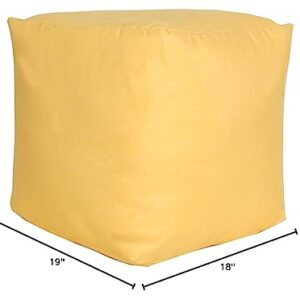 RULU Ottoman Outdoor/Indoor Sunbrella Bean Bag Pouf 19"x19"x18"H Buttercup