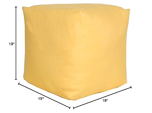 RULU Ottoman Outdoor/Indoor Sunbrella Bean Bag Pouf 19"x19"x18"H Buttercup