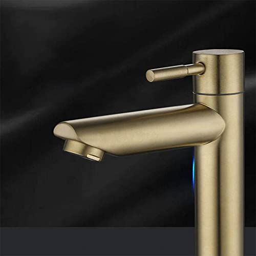 Brushed Gold Bathroom Basin Single Hole Cold Handle Shower Head Faucet Bath for Kitchen Sink Water Tap SUS304 Toilet Hardware,Single Cold(L),China