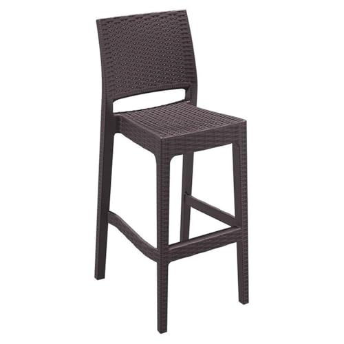 Home Square 30" Resin Wickerlook Patio Bar Stool in Brown - Set of 2