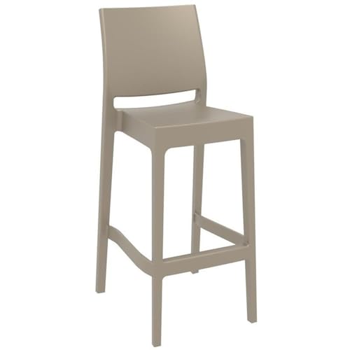 Home Square Resin 29.5" Barstool in Taupe - Set of 2