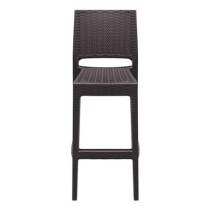 Home Square 30" Resin Wickerlook Patio Bar Stool in Brown - Set of 2