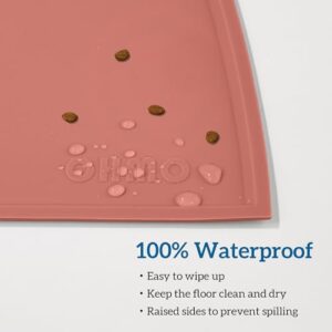 OHMO - Cat Food Mat, Silicone Pet Feeding Mat for Floor Non-Skid Waterproof Dog Water Bowl Tray, Easy to Clean Pet Placemat (Erythrinus, 18 * 9.8'')