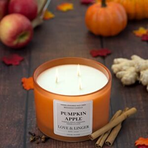 Pumpkin Apple Candle | Fall Candles | Luxury Soy & Beeswax Candles for Home | 16 oz. Large Jar 3 Wick Candle | Thanksgiving Candle | Fall Scented Candle | Autumn Candles