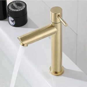 Brushed Gold Bathroom Basin Single Hole Cold Handle Shower Head Faucet Bath for Kitchen Sink Water Tap SUS304 Toilet Hardware,Single Cold(L),China