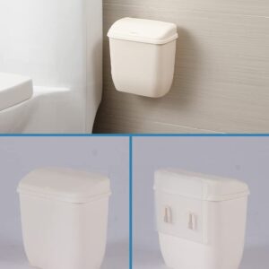 LELAKAYA White Plastic Dustbin Trash Can with Lid Wall Mounted Waste Bin Kitchen Hanging Ashbin for Bathroom Toilet Punch-Free Bin