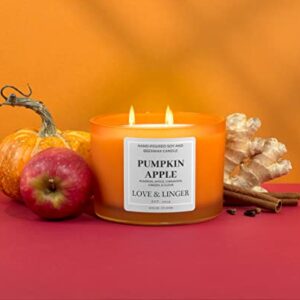 Pumpkin Apple Candle | Fall Candles | Luxury Soy & Beeswax Candles for Home | 16 oz. Large Jar 3 Wick Candle | Thanksgiving Candle | Fall Scented Candle | Autumn Candles