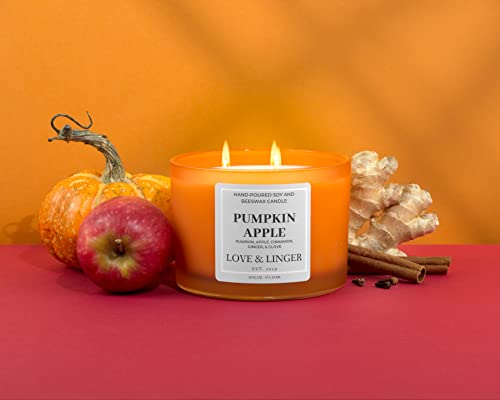 Pumpkin Apple Candle | Fall Candles | Luxury Soy & Beeswax Candles for Home | 16 oz. Large Jar 3 Wick Candle | Thanksgiving Candle | Fall Scented Candle | Autumn Candles