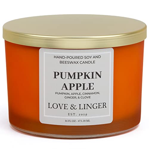 Pumpkin Apple Candle | Fall Candles | Luxury Soy & Beeswax Candles for Home | 16 oz. Large Jar 3 Wick Candle | Thanksgiving Candle | Fall Scented Candle | Autumn Candles