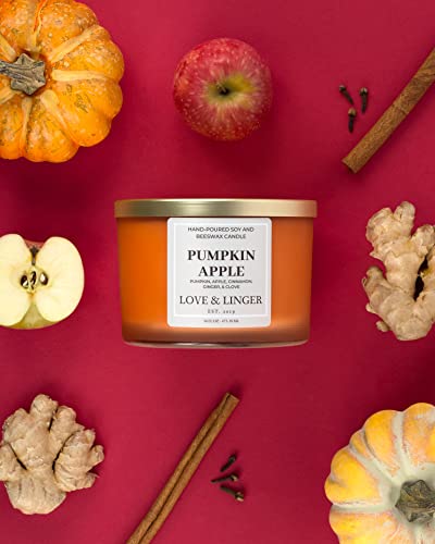 Pumpkin Apple Candle | Fall Candles | Luxury Soy & Beeswax Candles for Home | 16 oz. Large Jar 3 Wick Candle | Thanksgiving Candle | Fall Scented Candle | Autumn Candles