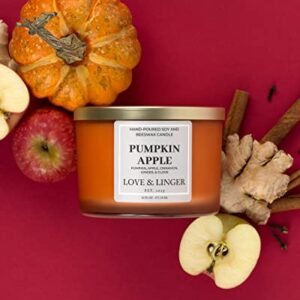 Pumpkin Apple Candle | Fall Candles | Luxury Soy & Beeswax Candles for Home | 16 oz. Large Jar 3 Wick Candle | Thanksgiving Candle | Fall Scented Candle | Autumn Candles