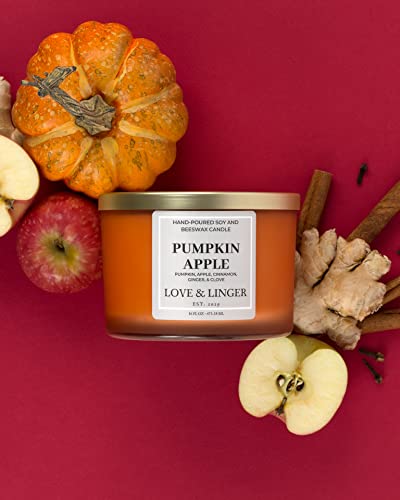 Pumpkin Apple Candle | Fall Candles | Luxury Soy & Beeswax Candles for Home | 16 oz. Large Jar 3 Wick Candle | Thanksgiving Candle | Fall Scented Candle | Autumn Candles