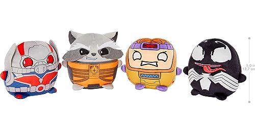 Mattel Marvel Cuutopia Set of 4 Plush Figures, Instant Collection of 5-inch Soft Rounded Pillow Toys Inspired by Fan-Favorite Characters