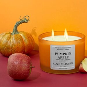 Pumpkin Apple Candle | Fall Candles | Luxury Soy & Beeswax Candles for Home | 16 oz. Large Jar 3 Wick Candle | Thanksgiving Candle | Fall Scented Candle | Autumn Candles