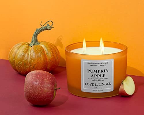 Pumpkin Apple Candle | Fall Candles | Luxury Soy & Beeswax Candles for Home | 16 oz. Large Jar 3 Wick Candle | Thanksgiving Candle | Fall Scented Candle | Autumn Candles