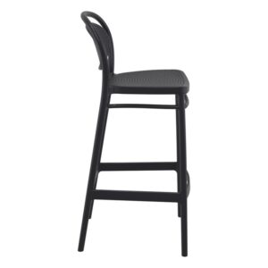 Home Square Contemporary Resin Indoor Outdoor Bar Stool in Black - Set of 2