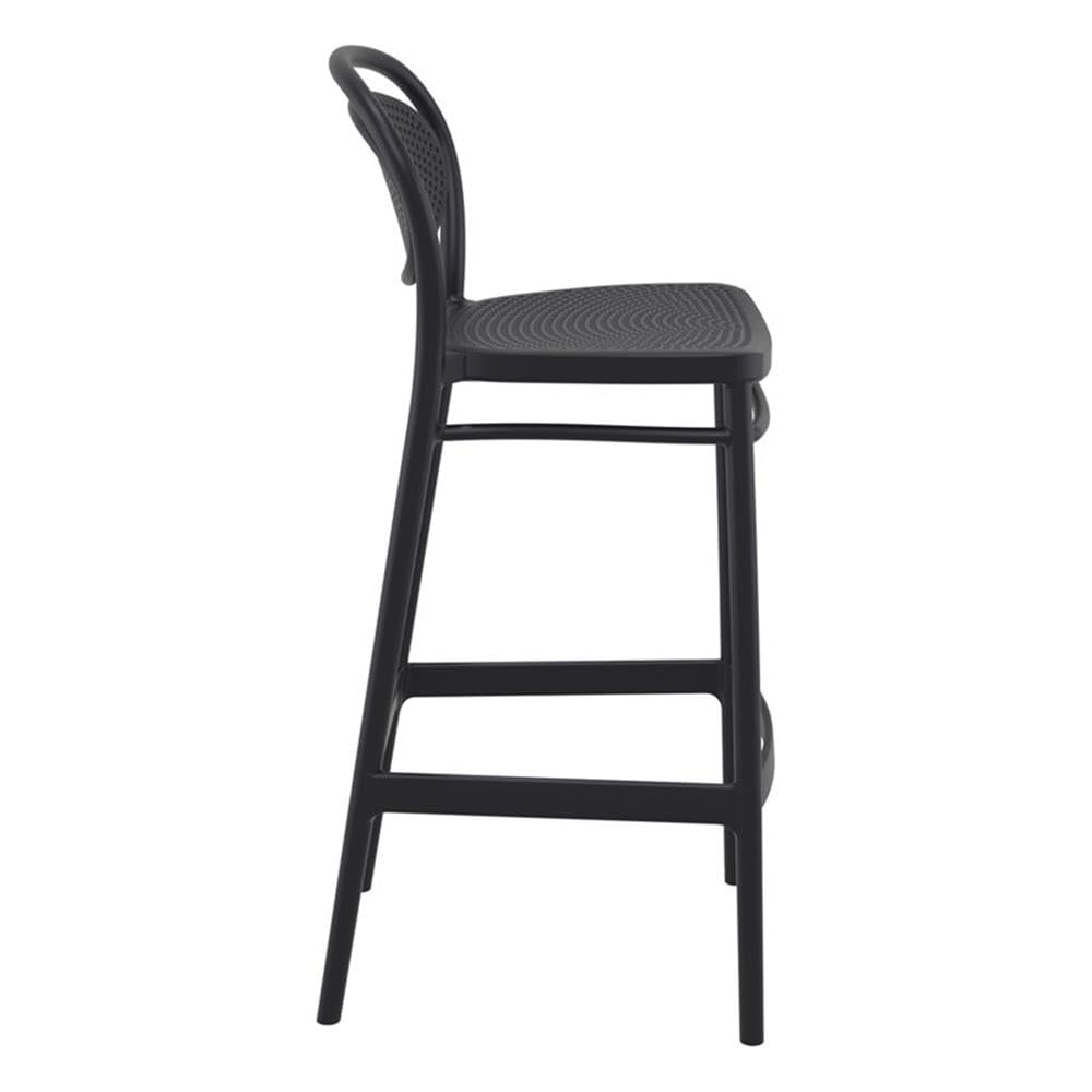 Home Square Contemporary Resin Indoor Outdoor Bar Stool in Black - Set of 2