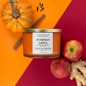 Pumpkin Apple Candle | Fall Candles | Luxury Soy & Beeswax Candles for Home | 16 oz. Large Jar 3 Wick Candle | Thanksgiving Candle | Fall Scented Candle | Autumn Candles