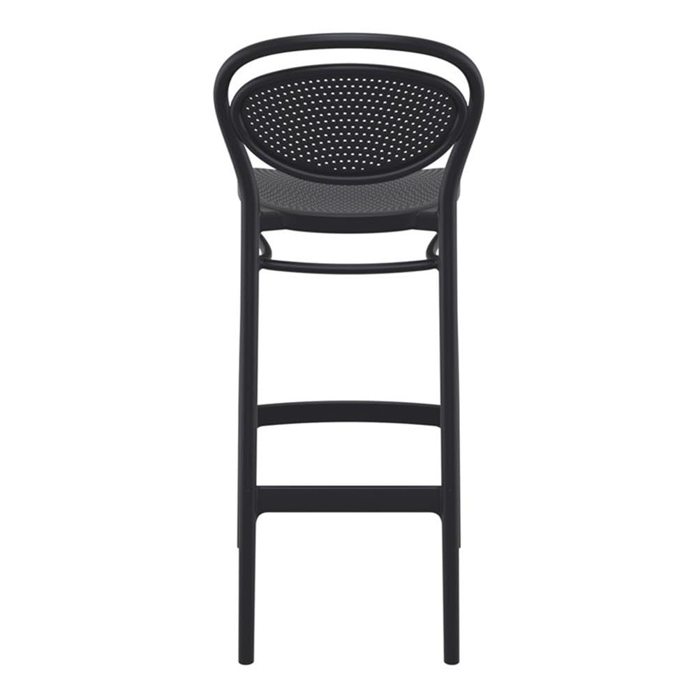 Home Square Contemporary Resin Indoor Outdoor Bar Stool in Black - Set of 2