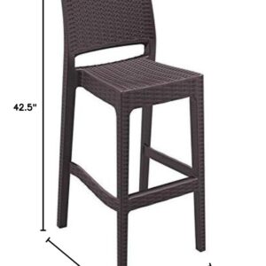 Home Square 30" Resin Wickerlook Patio Bar Stool in Brown - Set of 2