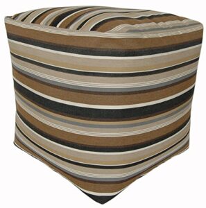 rulu ottoman outdoor/indoor sunbrella bean bag pouf 19"x19"x18"h capitol stripe espresso