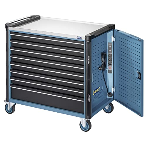 Hazet Tool Trolley 179NXXL-8D/3 Tool/Material and Assembly Trolley with Socket Strip for Space-Saving Transport Load Capacity (Dynamic): 750 kg, Load Capacity (Static): 1000 kg Blue