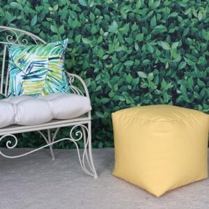 RULU Ottoman Outdoor/Indoor Sunbrella Bean Bag Pouf 19"x19"x18"H Buttercup