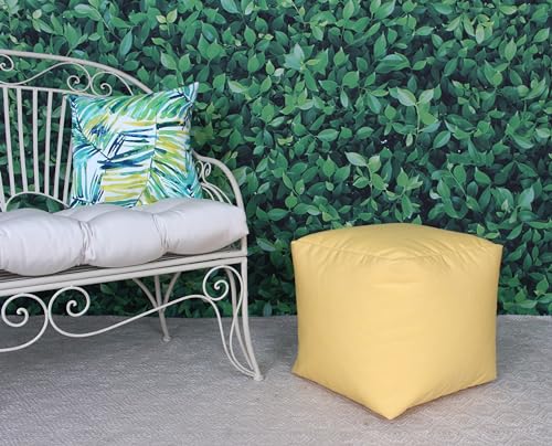 RULU Ottoman Outdoor/Indoor Sunbrella Bean Bag Pouf 19"x19"x18"H Buttercup