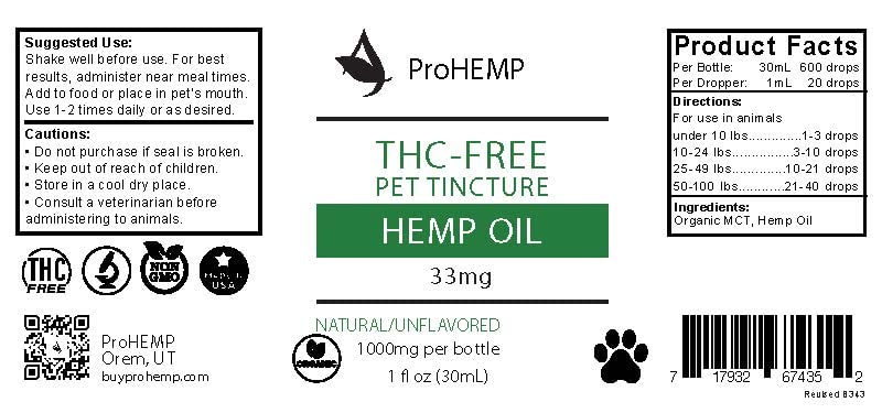 Hemp Oil for Dogs or Cats - 1000mg/1 Oz Calming Drops for Your Dog, Cat, or Pet - Maximum Strength