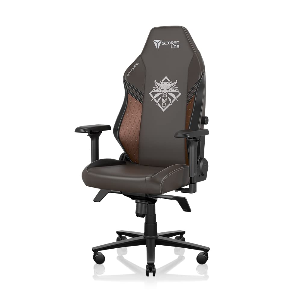 Secretlab Titan Evo The Witcher Chair - Reclining - Ergonomic & Comfortable Computer Chair with 4D Armrests - Magnetic Head Pillow & 4-Way Lumbar Support - Small - Brown - Leatherette