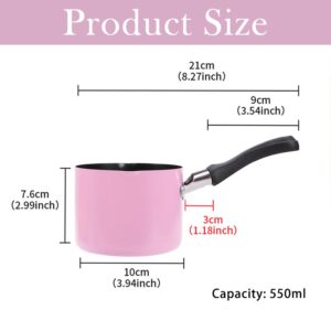 Mini Saucepan, 0.5QT Pink Nonstick Butter Warmer with Handle 2 Pour Spouts Multi Milk Pot Stockpot Practical Small Melting Pot