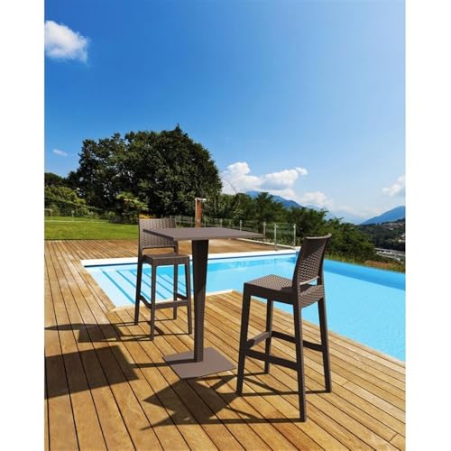 Home Square 30" Resin Wickerlook Patio Bar Stool in Brown - Set of 2