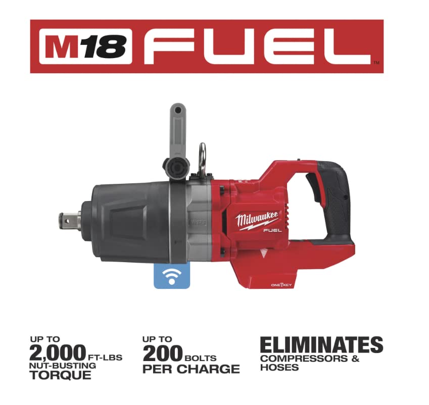 Milwaukeey Milwaukee M18 FUEL Cordless D-Handle High Torque Impact Wrench with — Tool Only, 1in. Drive, 2000 Ft./Lbs. Torque